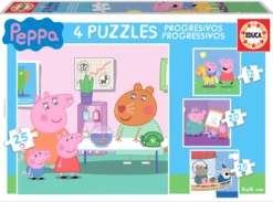 Puzzle 12 el. + 20 el. + 25 el. + 25 el. Świnka Peppa