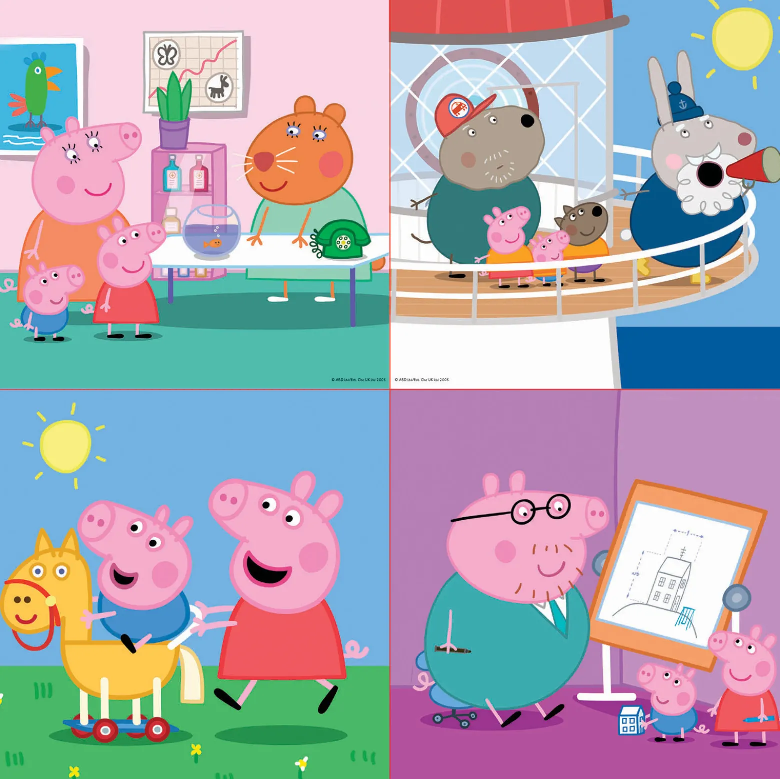 Puzzle 12 el. + 20 el. + 25 el. + 25 el. Świnka Peppa