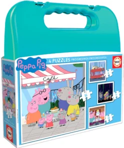 Puzzle 6 el. + 9 el. + 12 el. + 16 el. Świnka Peppa (walizka)