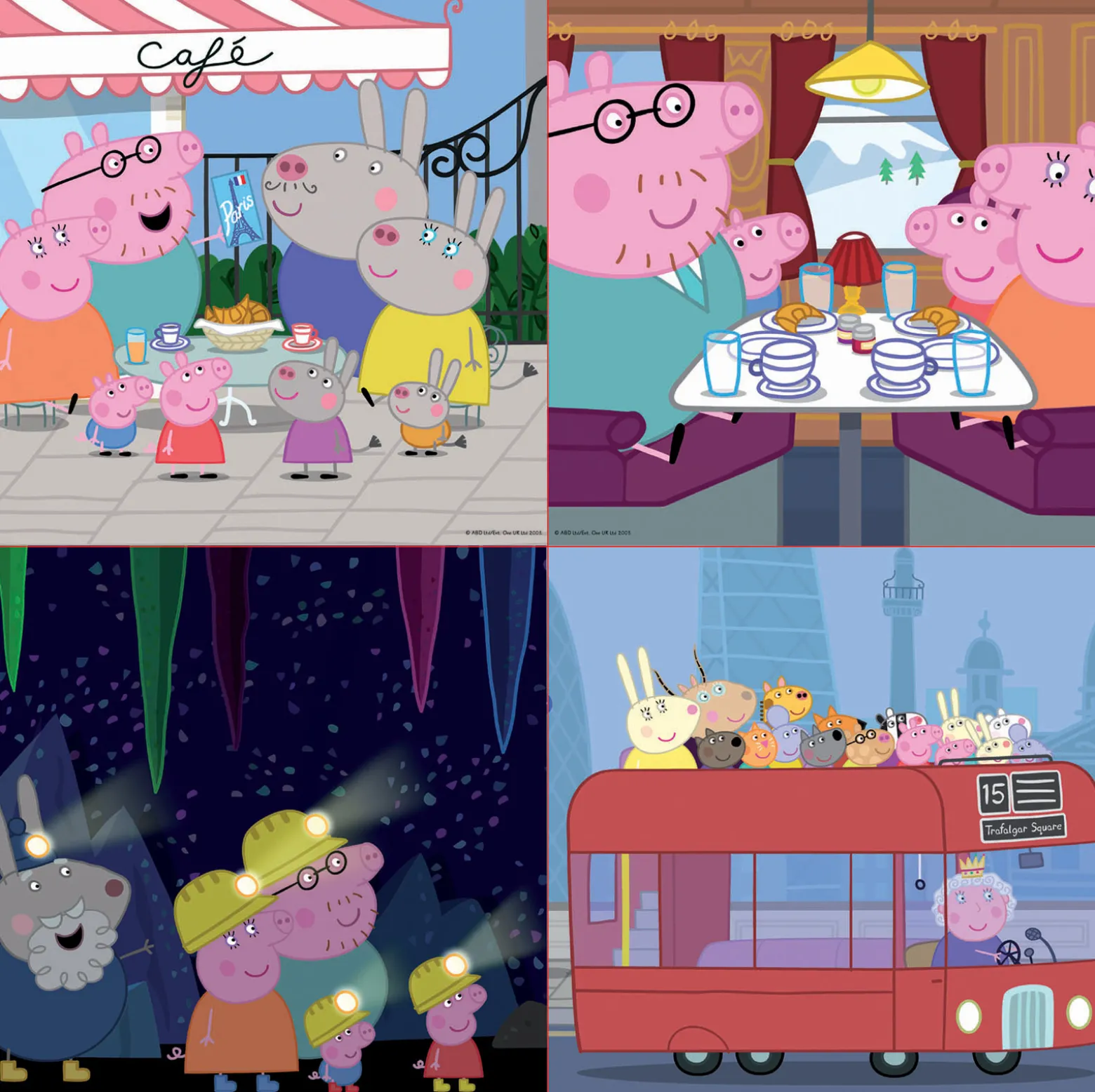 Puzzle 6 el. + 9 el. + 12 el. + 16 el. Świnka Peppa (walizka)