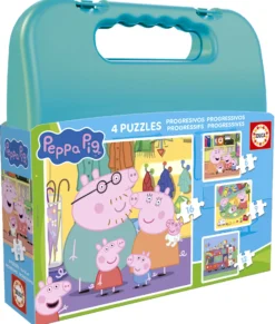 Puzzle 6 el. + 9 el. + 12 el. + 16 el. Świnka Peppa (walizka)