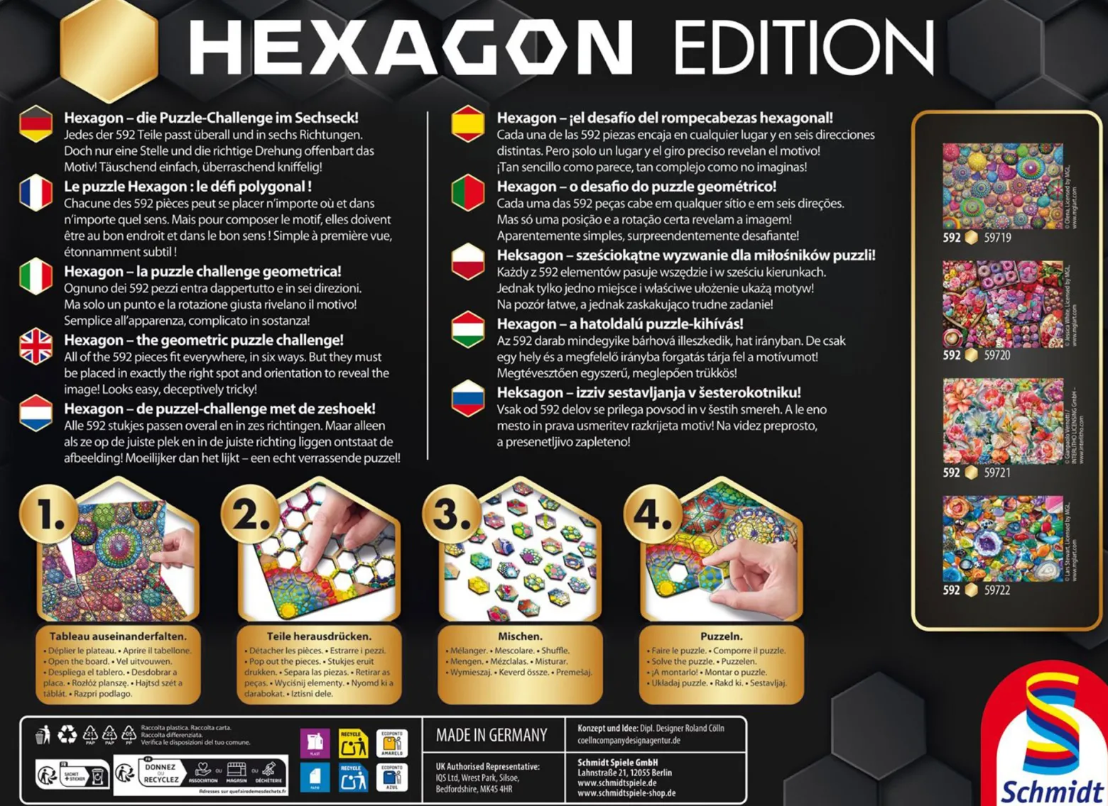 Puzzle 592 el. HEXAGON Potpourri z kamieni szlachetnych