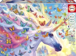 Puzzle 500 el. Jednorożec i kolorowe motyle