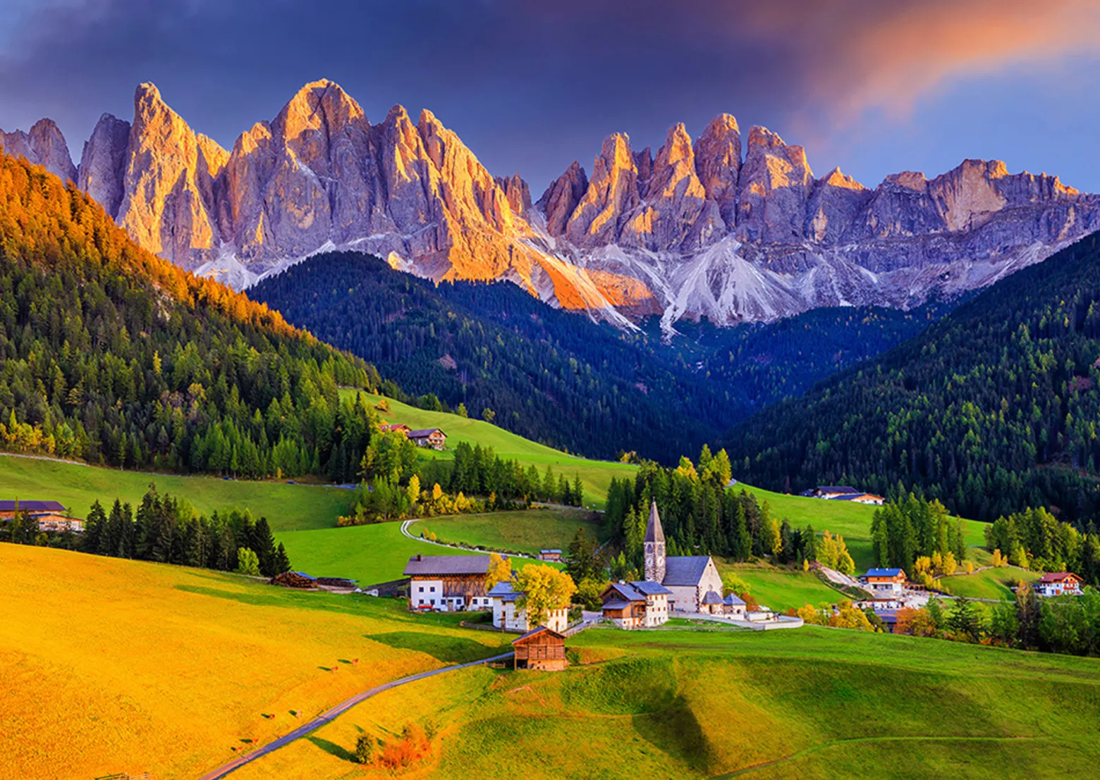 Puzzle 1000 el. Kościół w Dolomitach / Włochy
