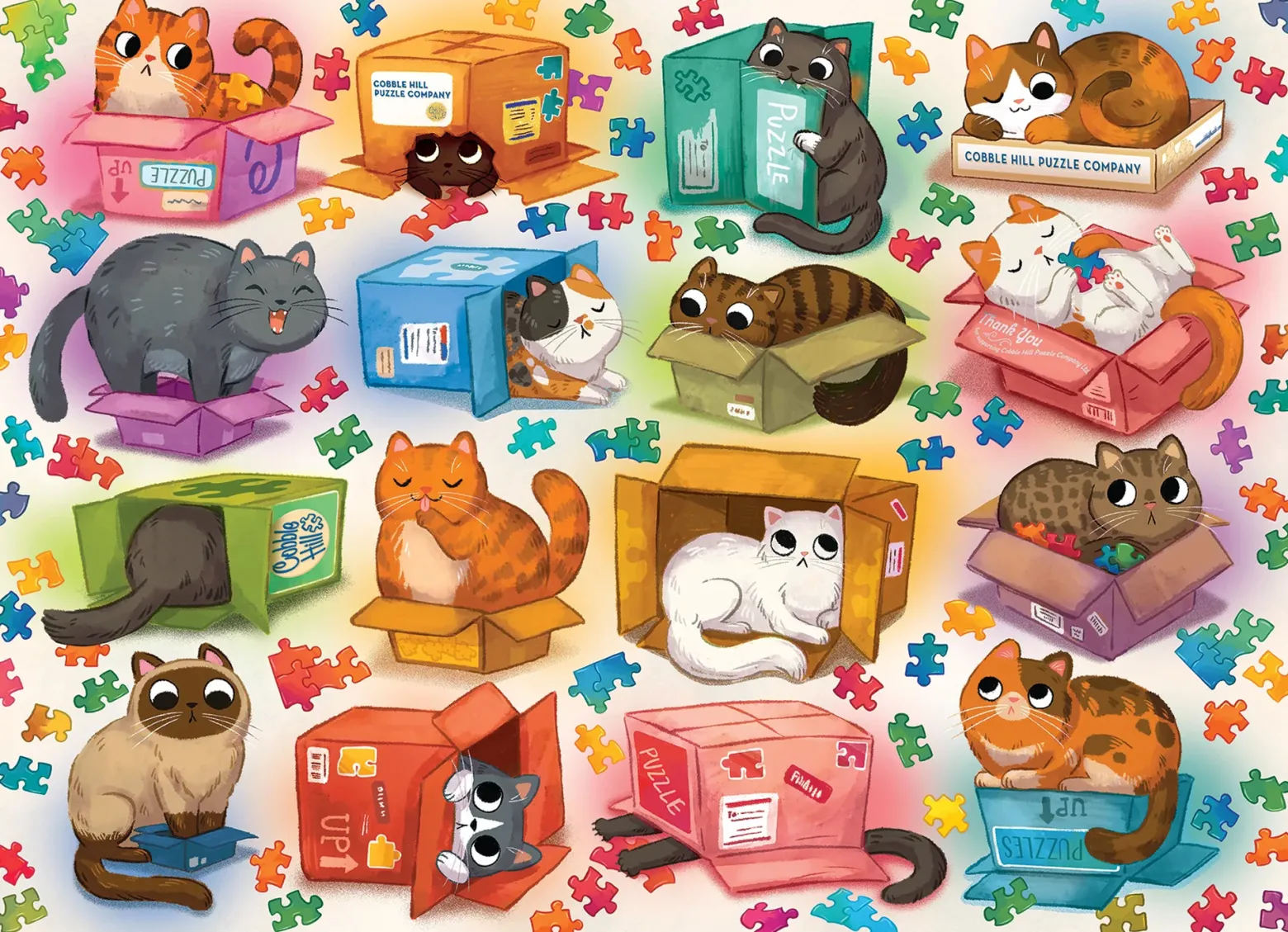 Puzzle 1000 el. Koty i kartony