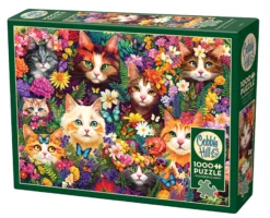 Puzzle 1000 el. Koty wśród kwiatów