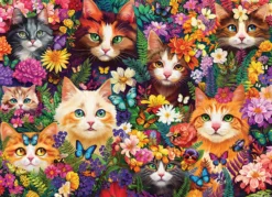 Puzzle 1000 el. Koty wśród kwiatów