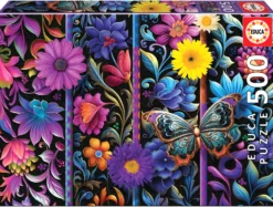 Puzzle 500 el. Kwiaty i motyl