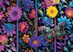 Puzzle 500 el. Kwiaty i motyl