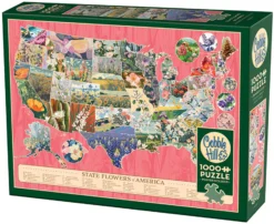 Puzzle 1000 el. Kwiaty - symbole amerykańskich stanów