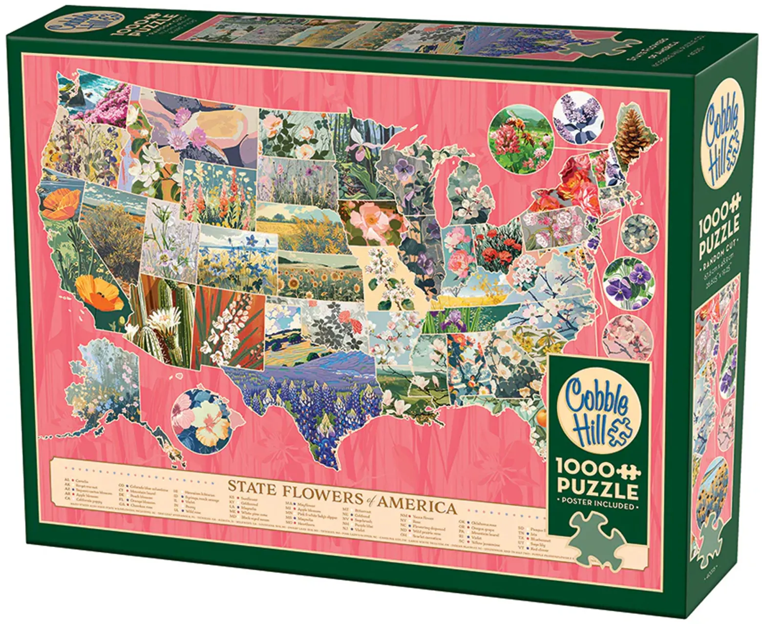 Puzzle 1000 el. Kwiaty - symbole amerykańskich stanów