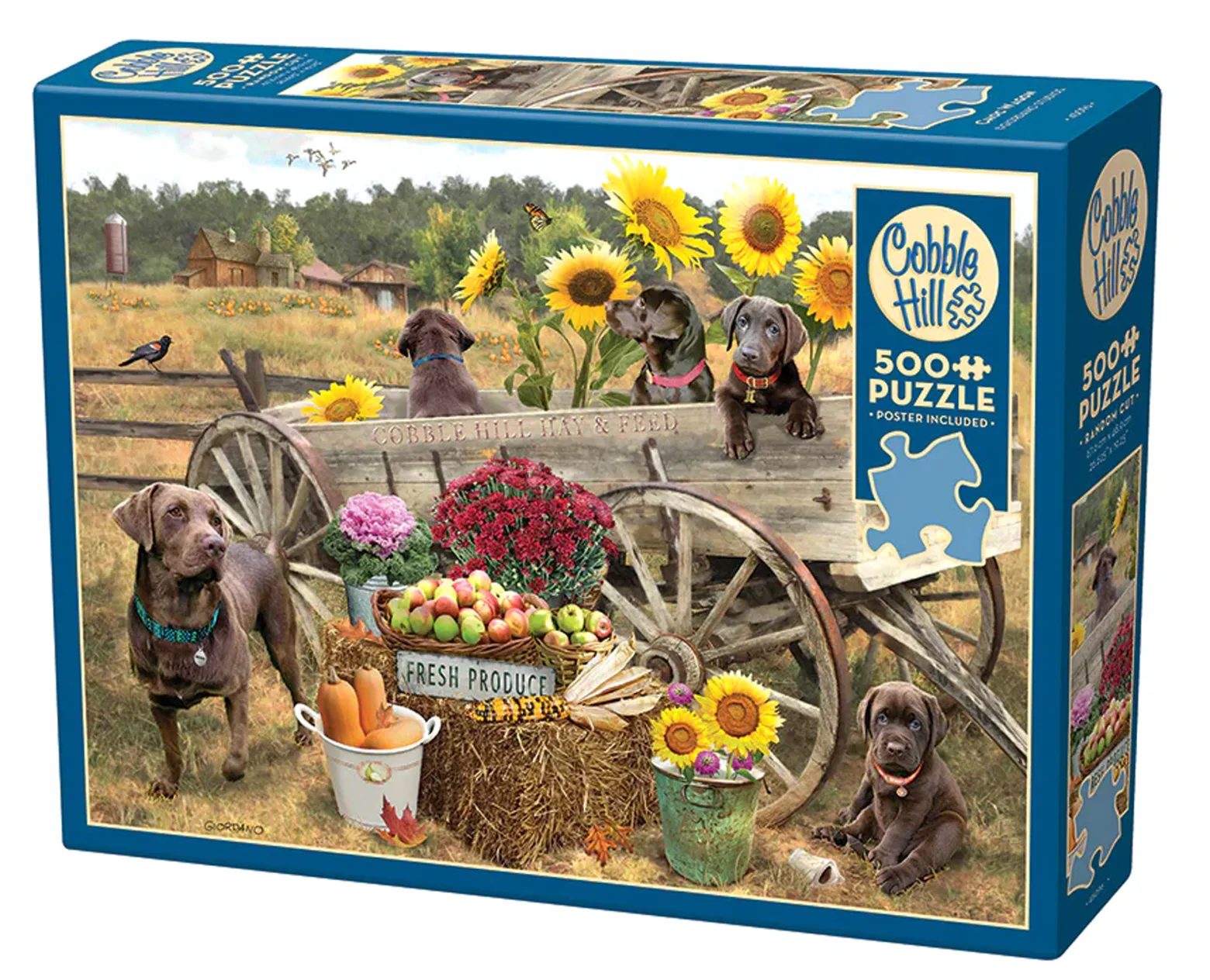 Puzzle 500 el. Labradory z wozu, koniom lżej