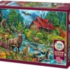 Puzzle 2000 el. Leśna chatka z czerwonym dachem