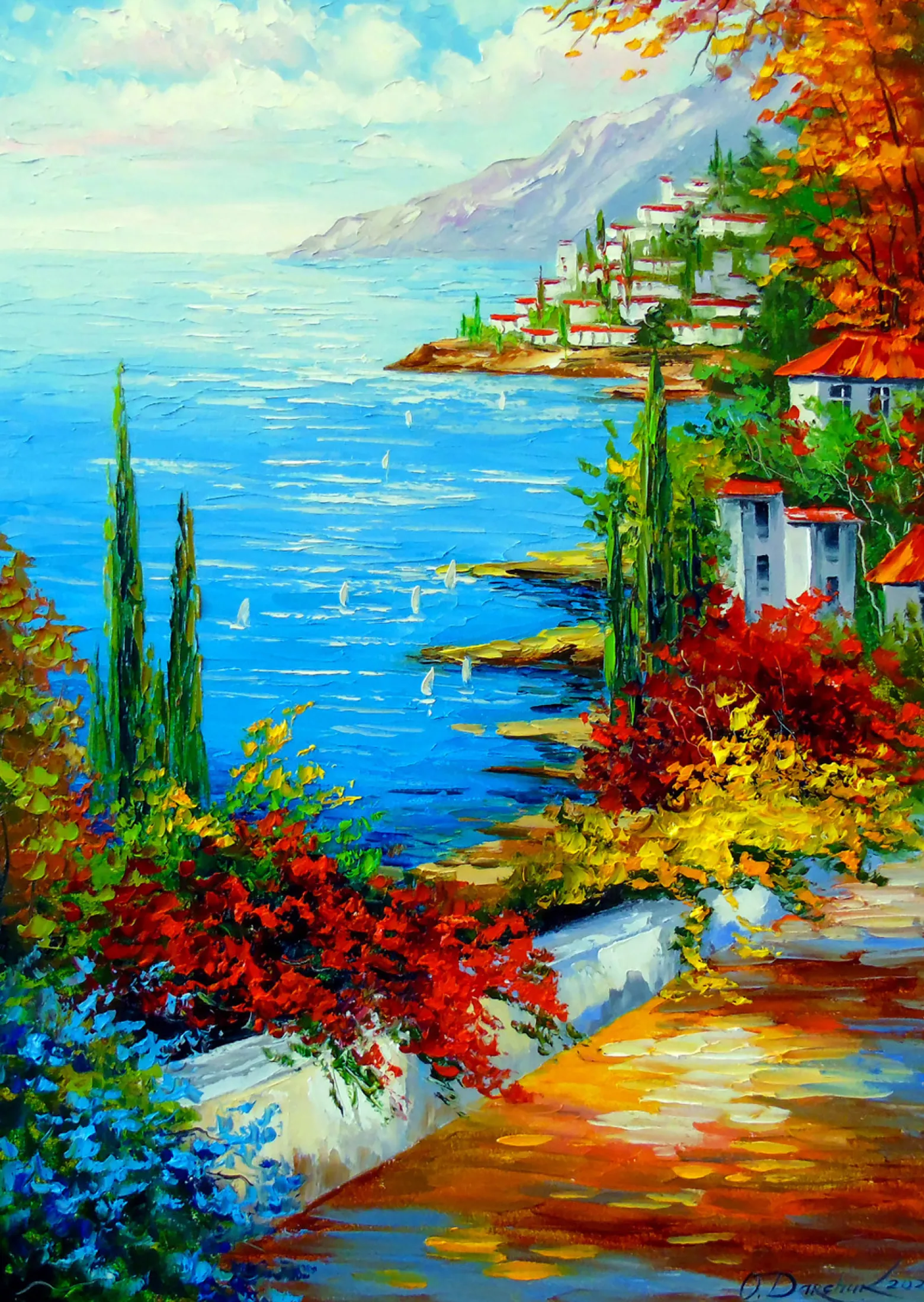 Puzzle 1000 el. Miasteczko nad morzem