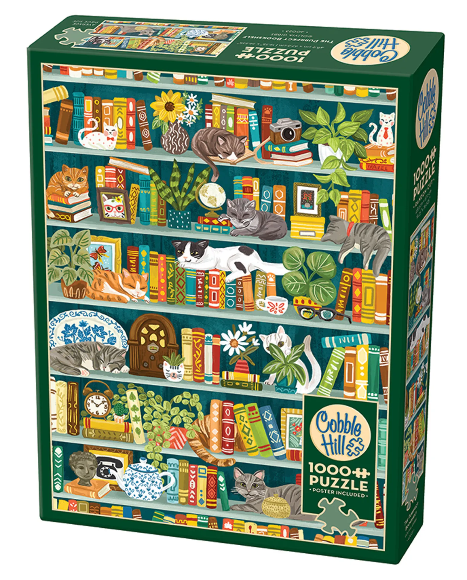 Puzzle 1000 el. Miejsce dla książek i kotów