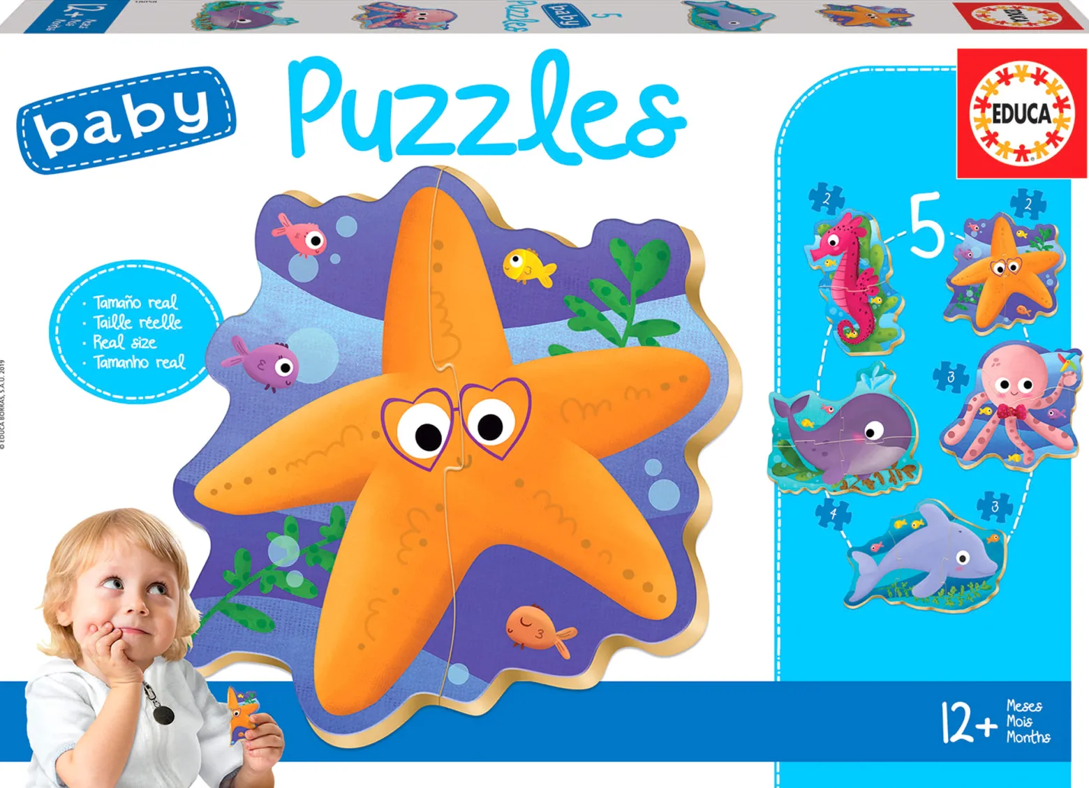 Puzzle 2-4 el. Morskie stworzenia