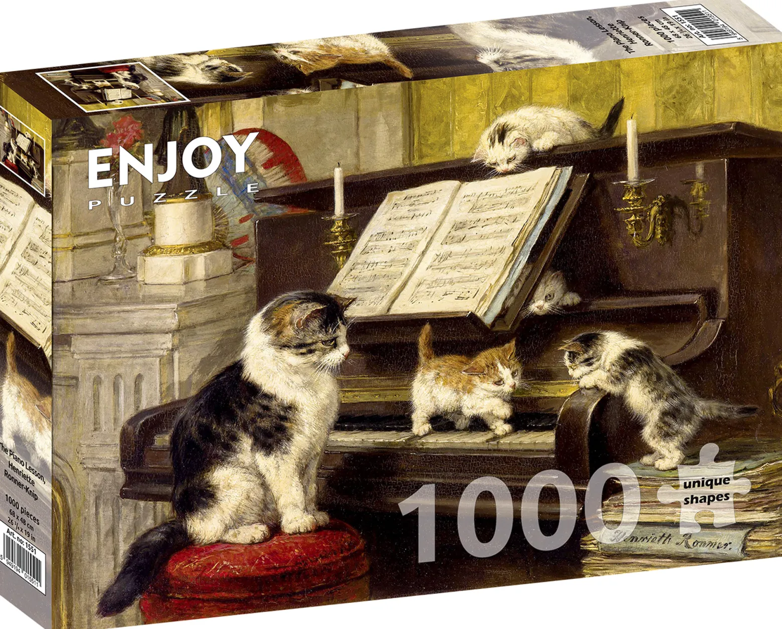 Puzzle 1000 el. Nauka gry na pianinie, Henriette Ronner-Knip