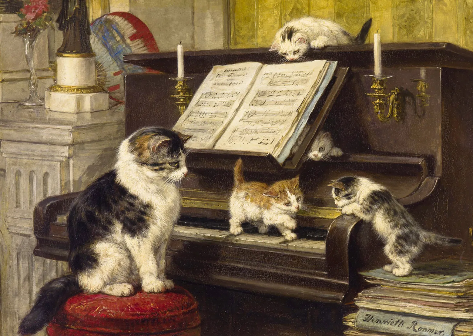 Puzzle 1000 el. Nauka gry na pianinie, Henriette Ronner-Knip