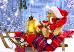 Puzzle 1000 el. Pluszowe misie z czapkami świętego Mikołaja