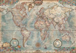 Puzzle 1500 el. Polityczna mapa świata (retro)