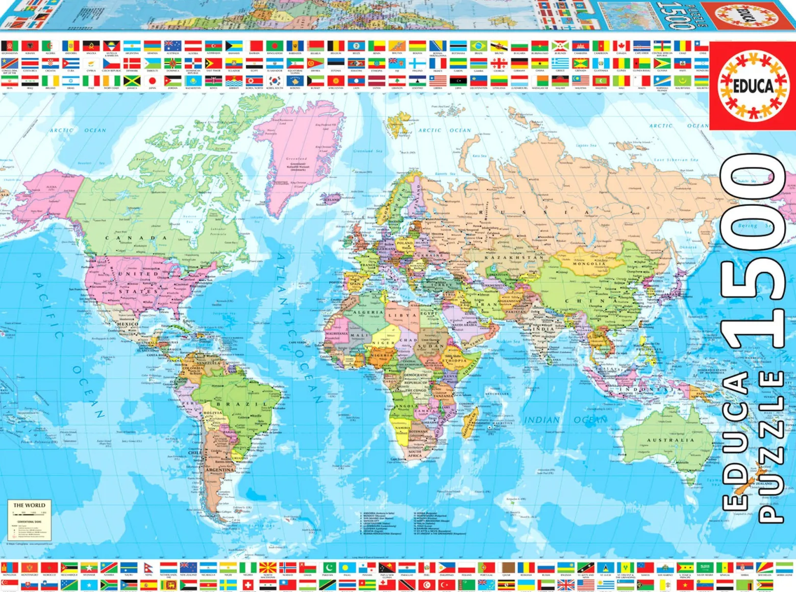 Puzzle 1500 el. Polityczna mapa świata