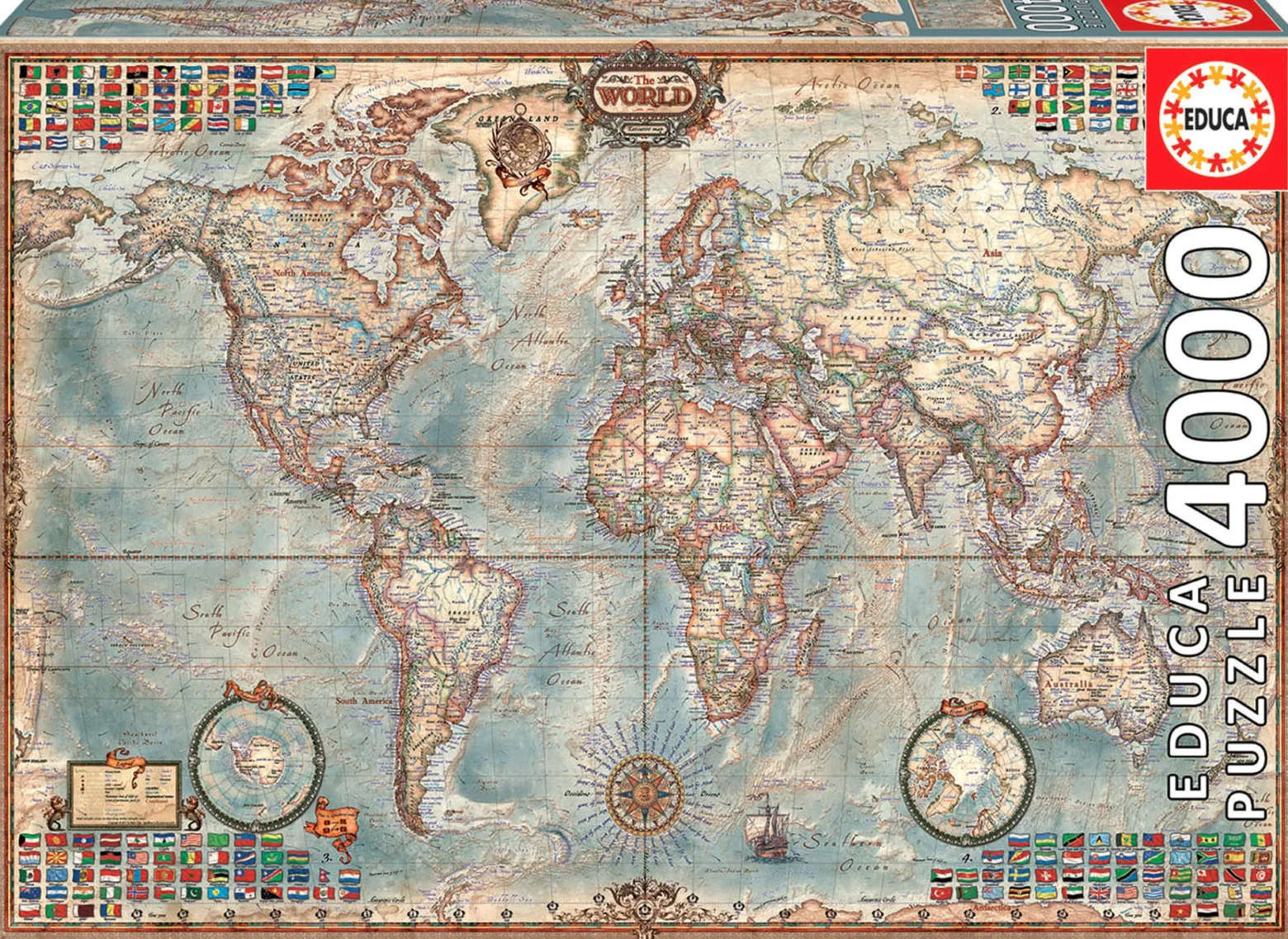 Puzzle 4000 el. Polityczna mapa świata (retro)