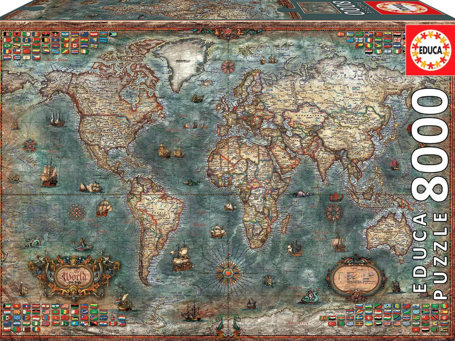 Puzzle 8000 el. Polityczna mapa świata (retro)
