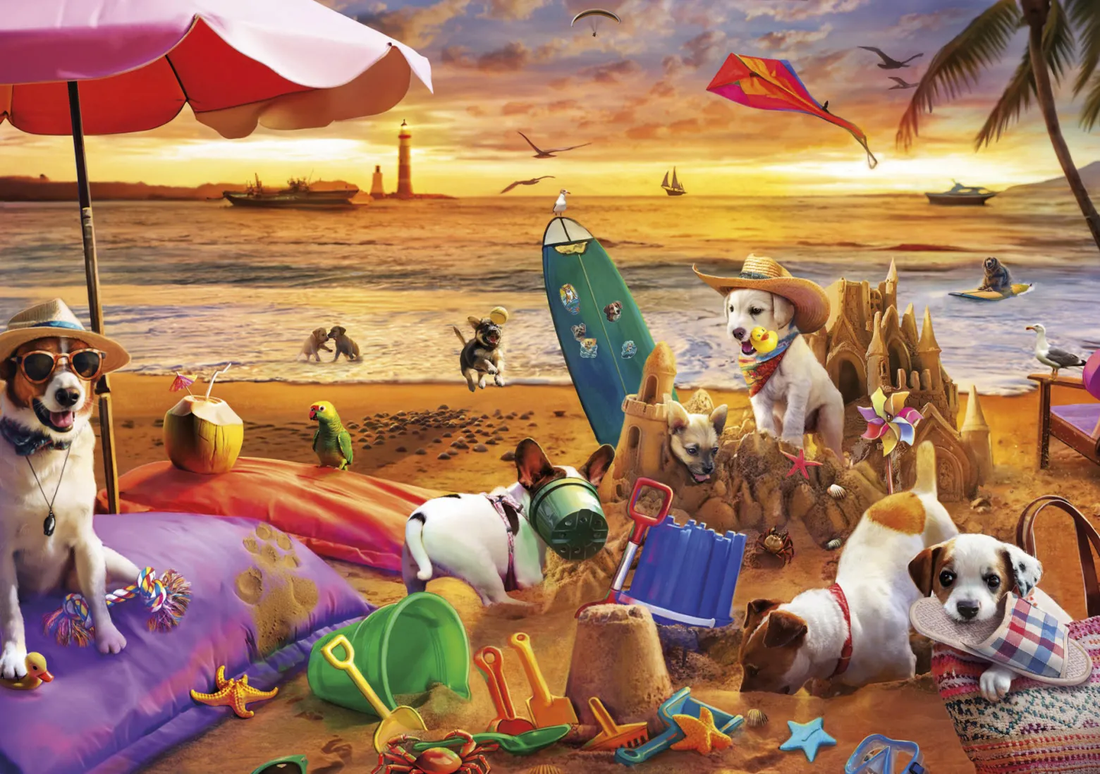 Puzzle 1000 el. Psy na plaży