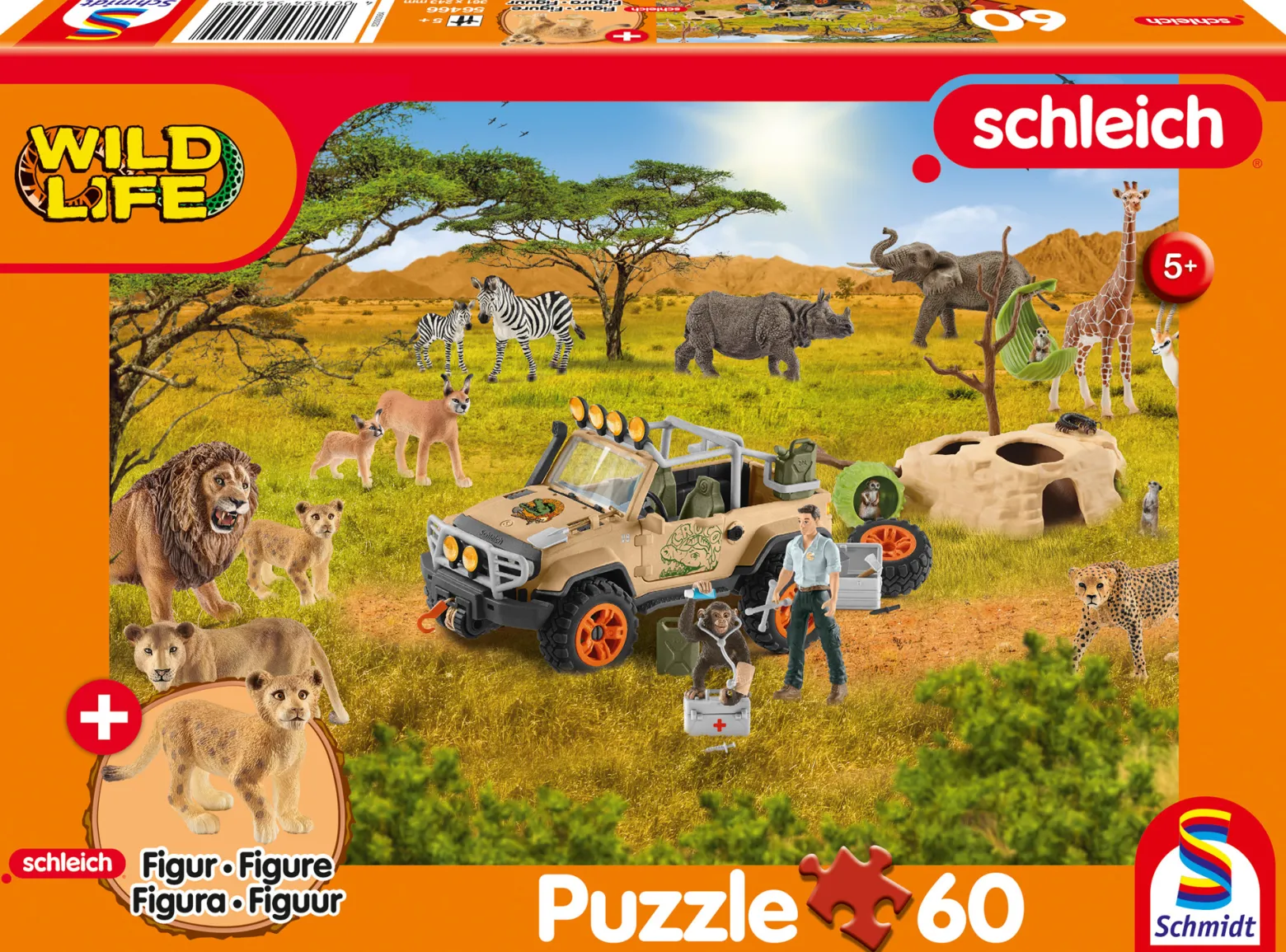 Puzzle 60 el. SCHLEICH Dzika przyroda + figurka