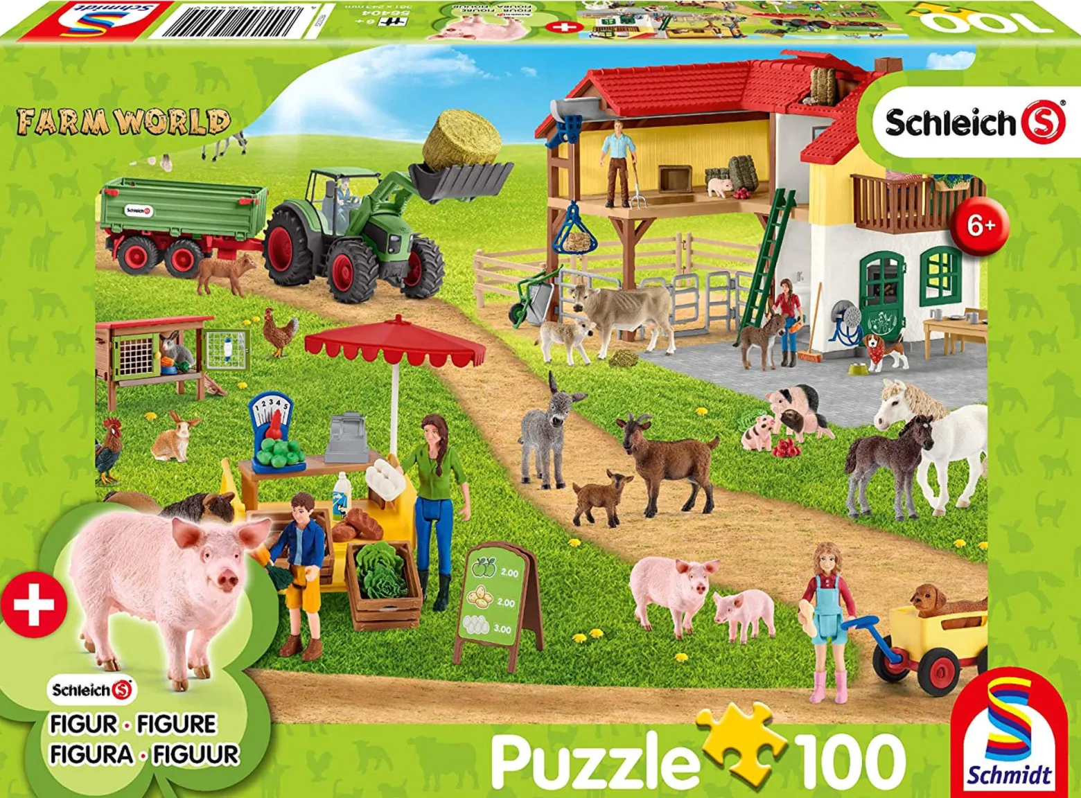 Puzzle 100 el. SCHLEICH Ekologiczna żywność + figurka