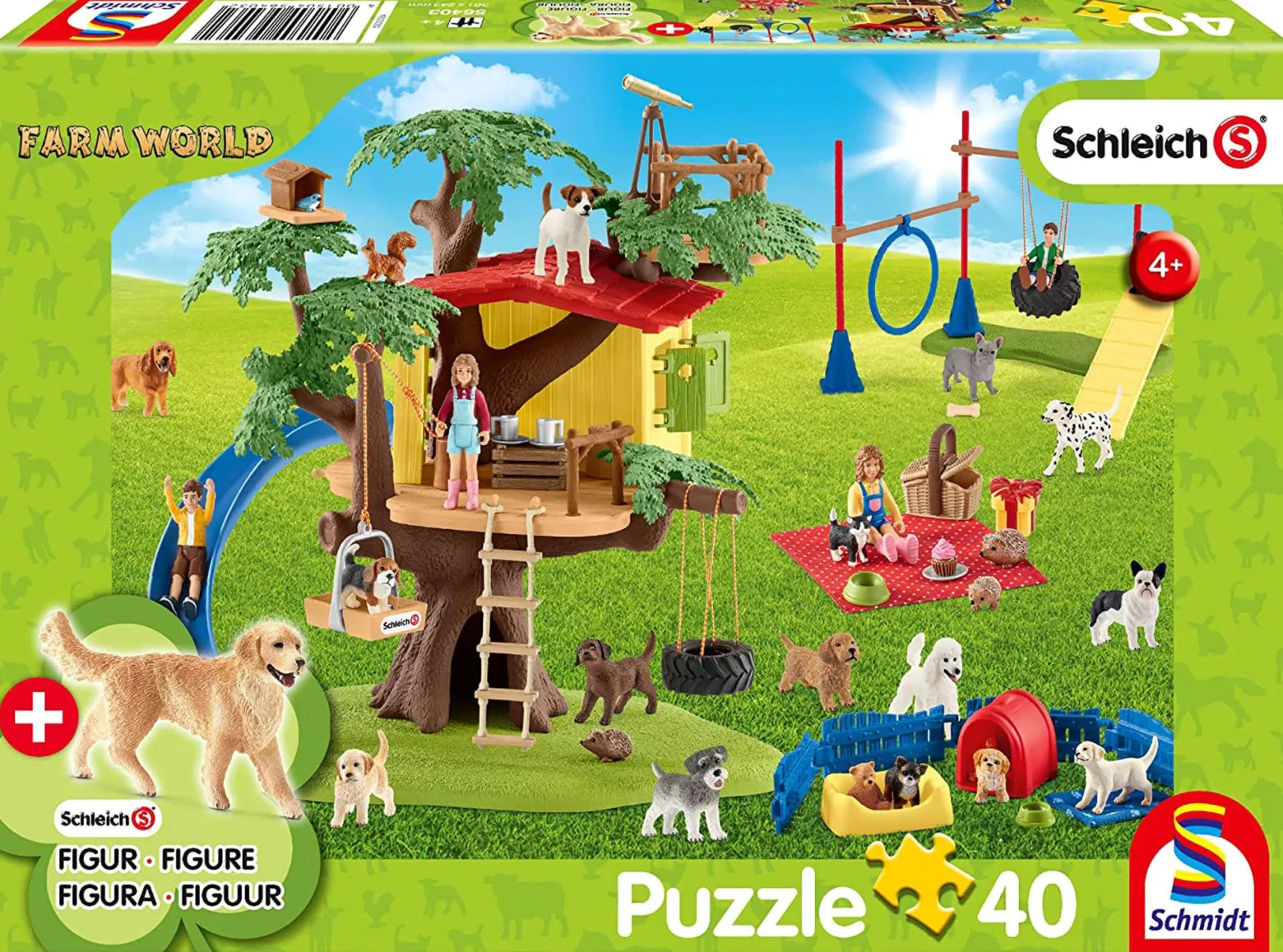 Puzzle 40 el. SCHLEICH Szczęśliwe psy + figurka