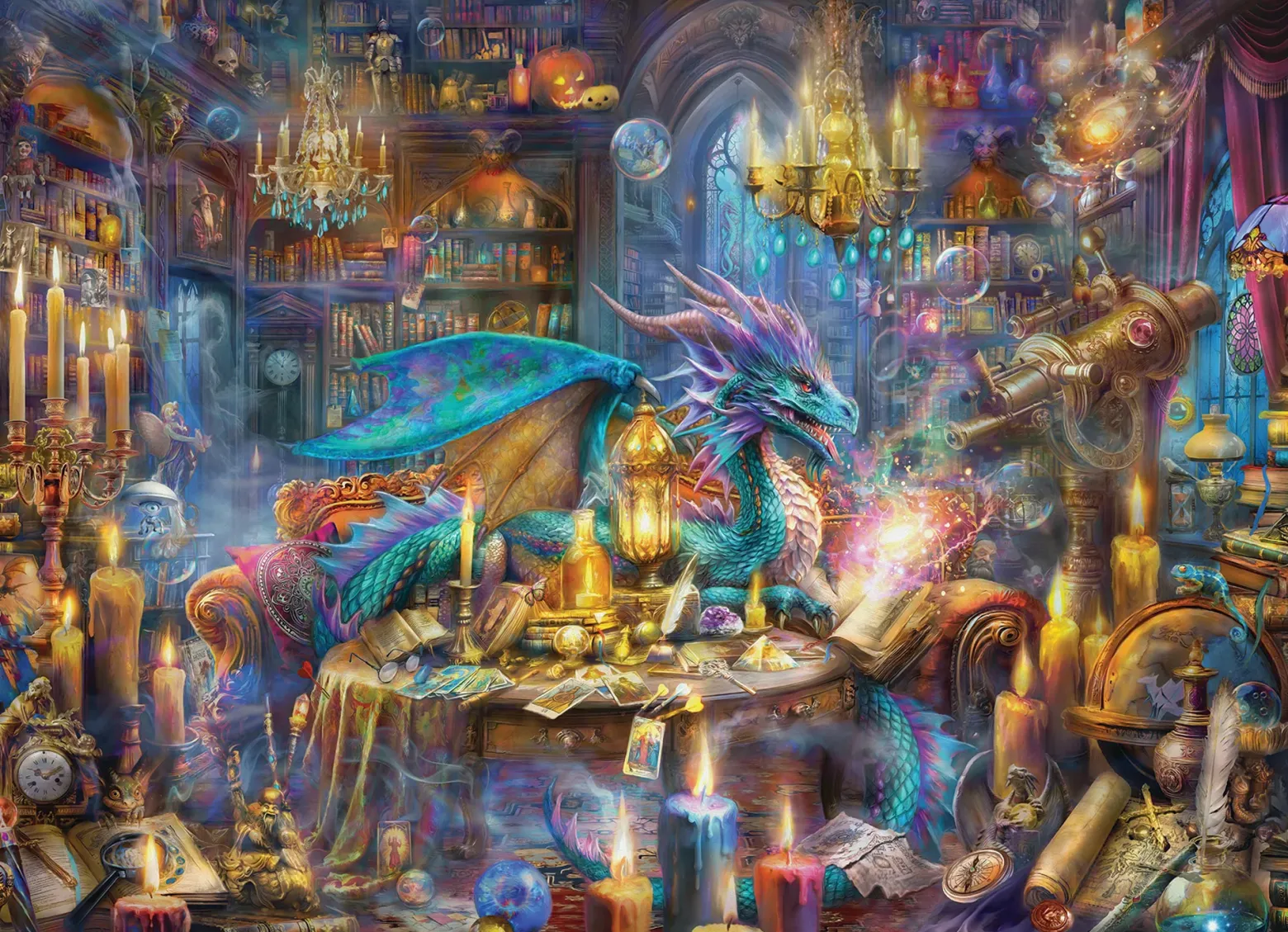 Puzzle 350 el. Smok w bibliotece