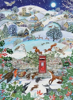 Puzzle 1000 el. Wieś zimową nocą