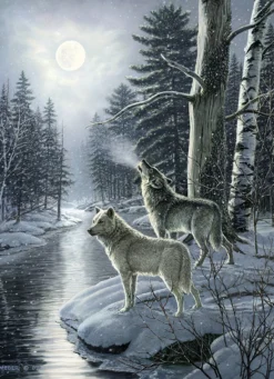 Puzzle 1000 el. Wilki w świetle księżyca