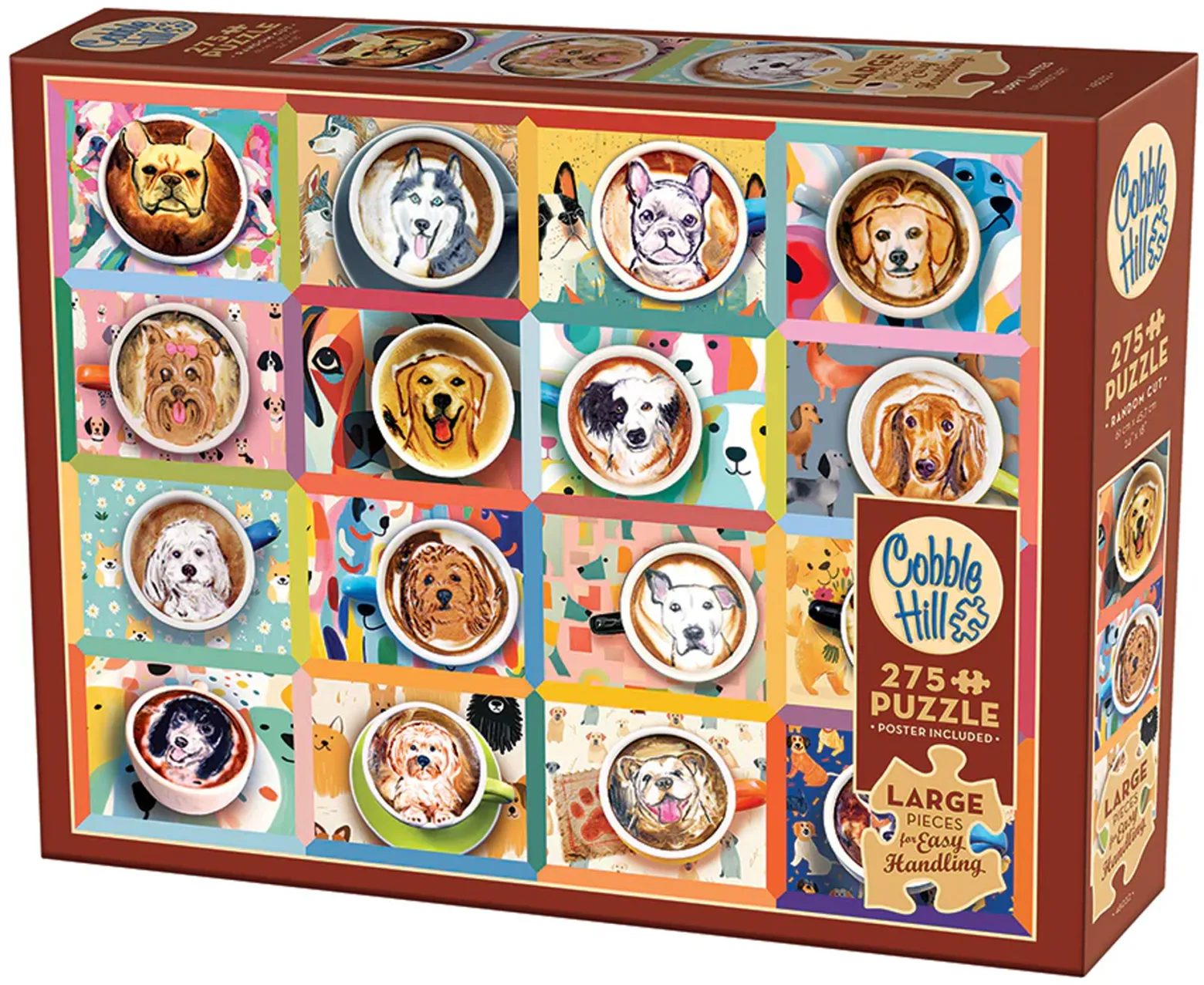 Puzzle 275 el. XL Latte ze szczeniakami