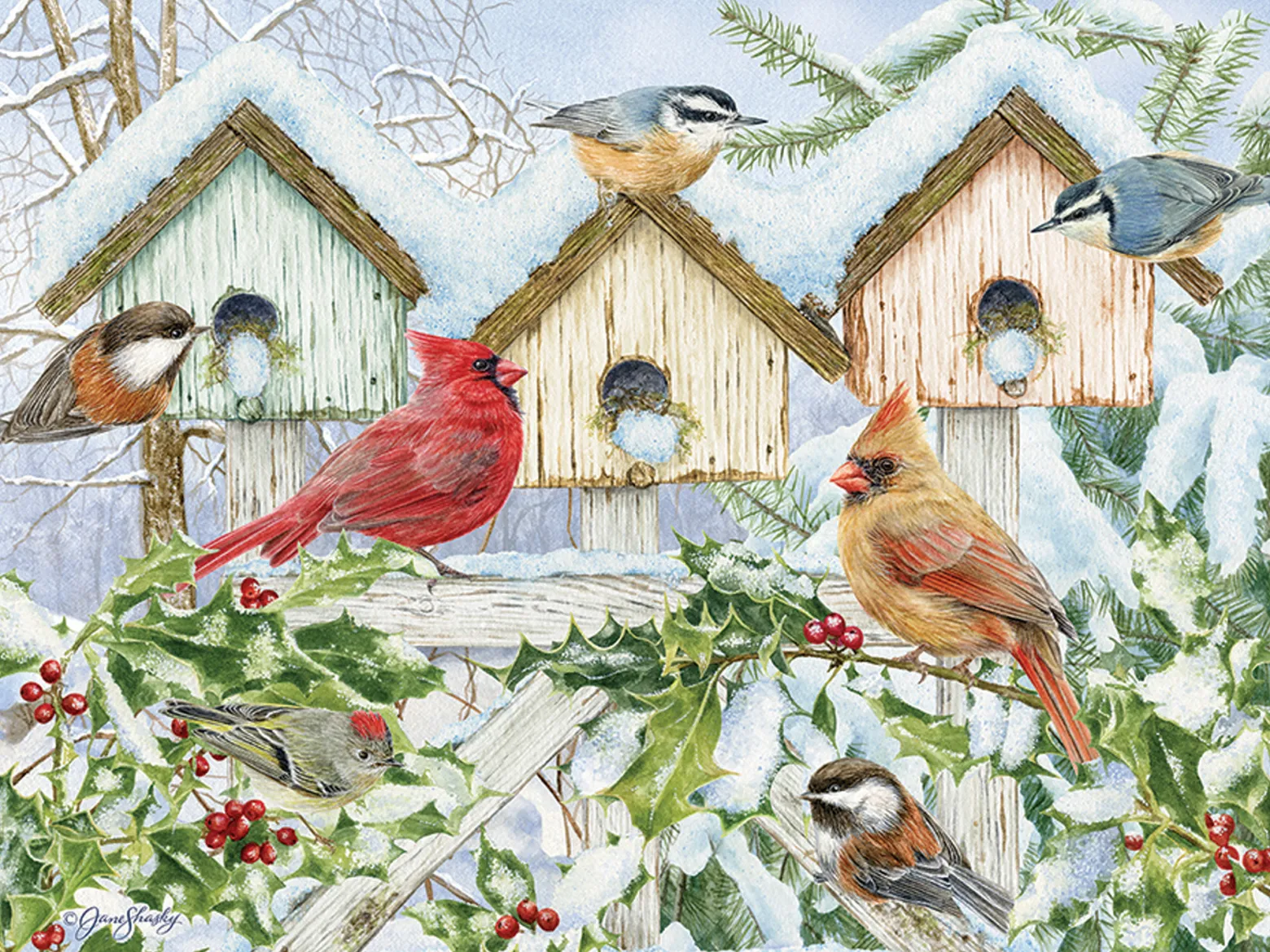 Puzzle 275 el. XL Zimowy ptaków śpiew