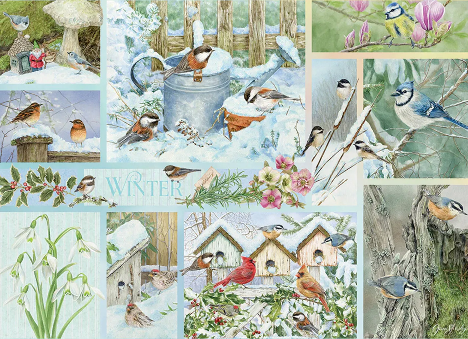 Puzzle 500 el. Zimowe ptaki