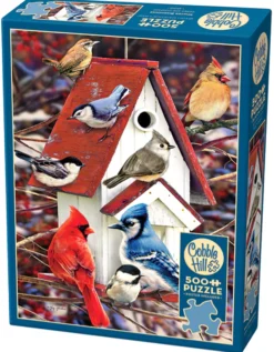 Puzzle 500 el. Zimowy domek dla ptaków