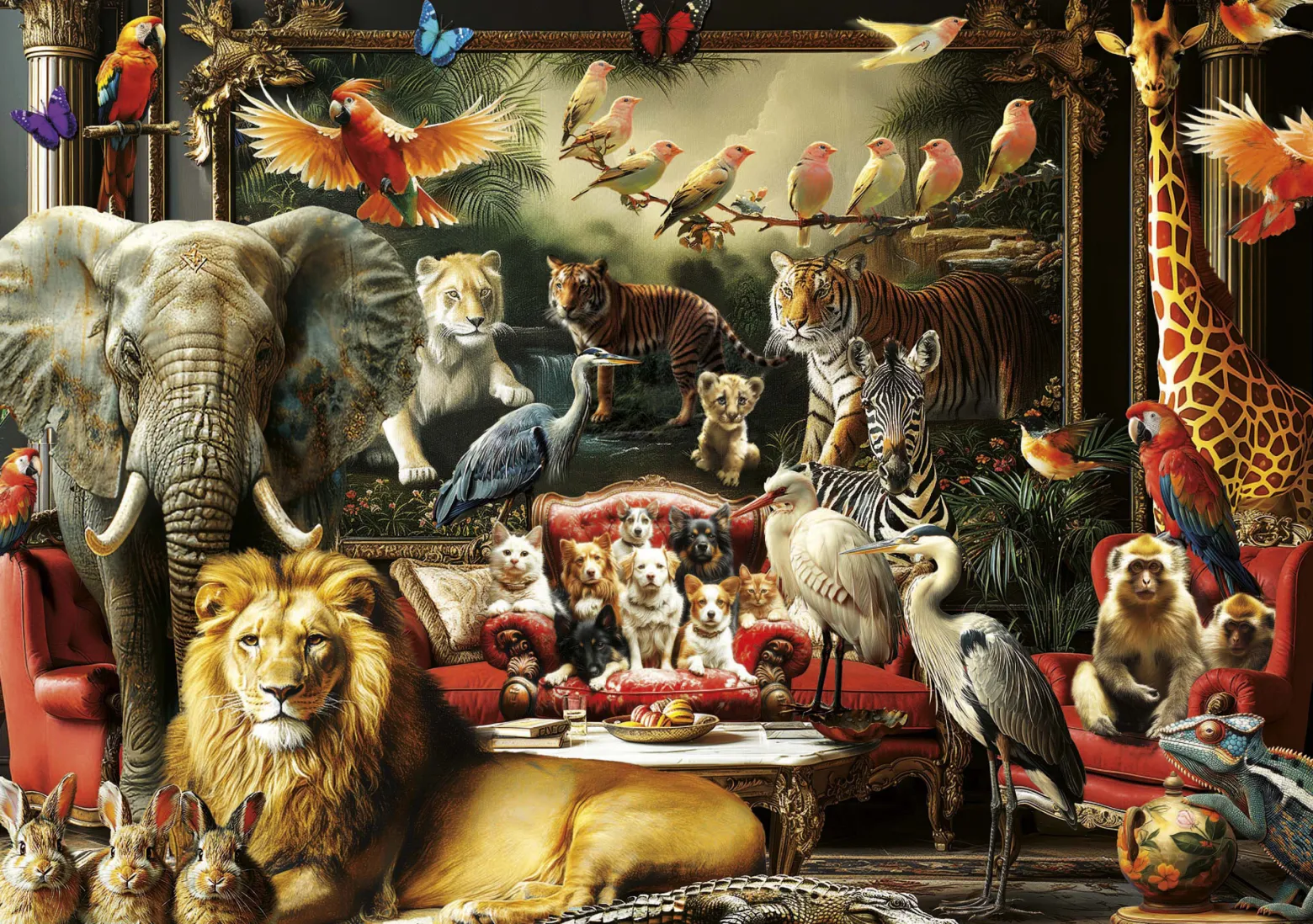 Puzzle 1500 el. Zwierzęta w salonie