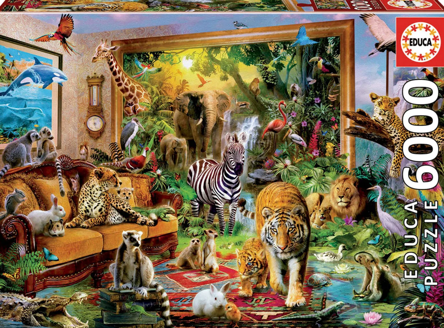 Puzzle 6000 el. Zwierzęta w salonie