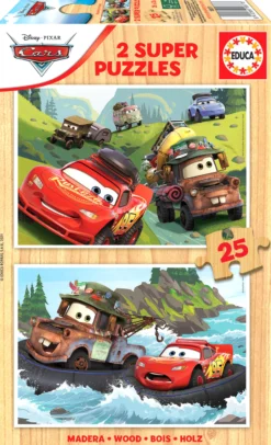 Puzzle 2 x 25 el. Auta (drewniane)