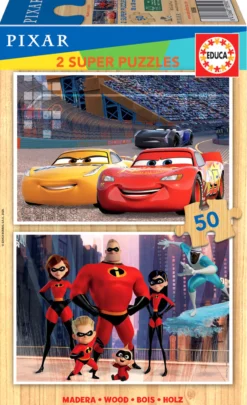 Puzzle 2 x 50 el. Auta / Iniemamocni (drewniane)