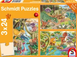 Puzzle 3 x 24 el. Dinozaury