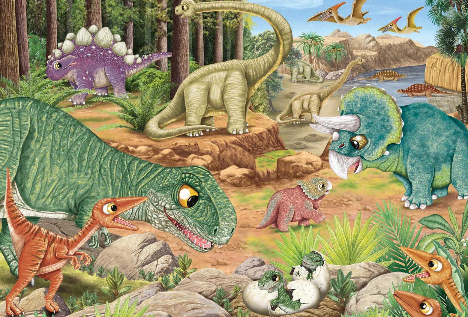 Puzzle 3 x 24 el. Dinozaury