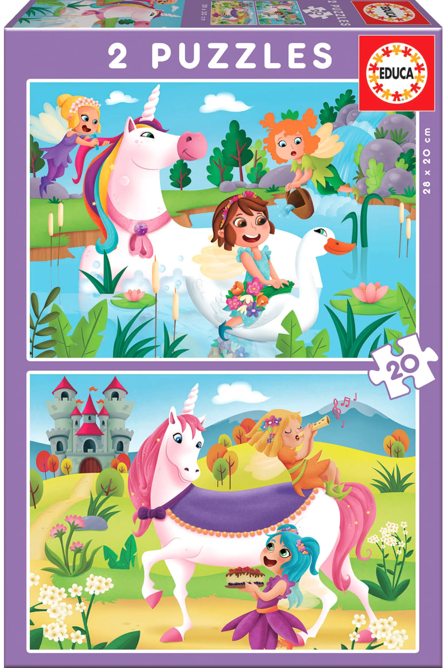 Puzzle 2 x 20 el. Jednorożce i wróżki