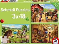 Puzzle 3 x 48 el. Konie