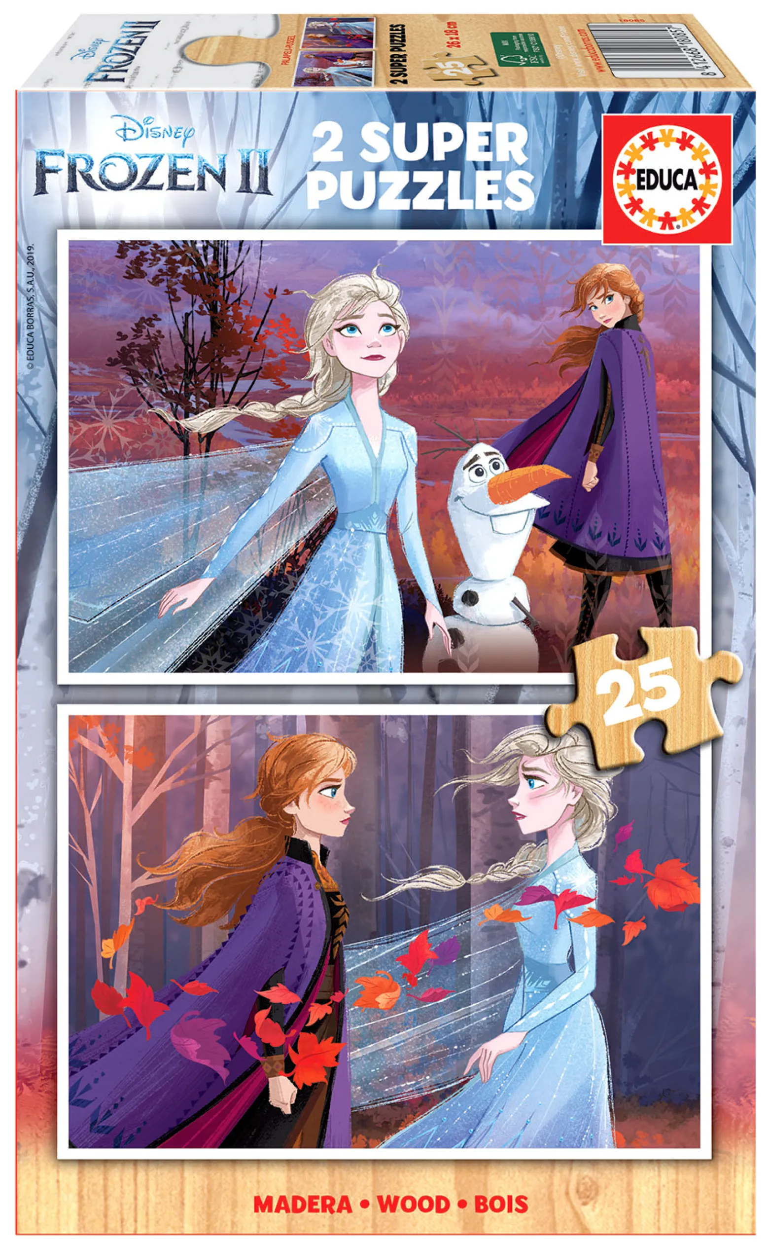 Puzzle 2 x 25 el. Kraina Lodu II (drewniane)