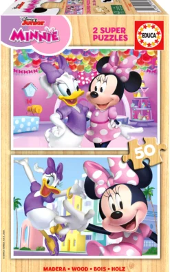 Puzzle 2 x 50 el. Myszka Minnie / Daisy (drewniane)