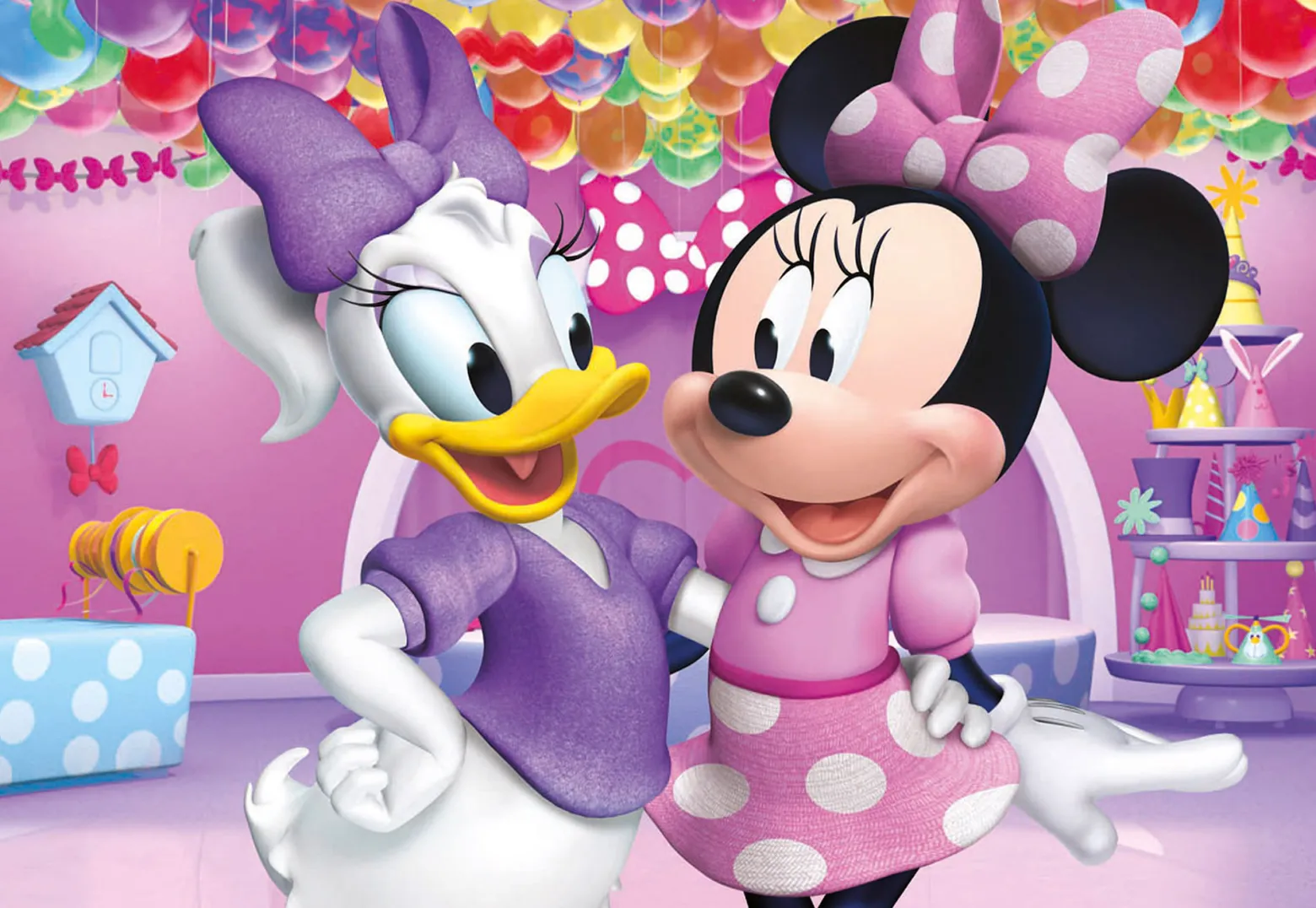 Puzzle 2 x 50 el. Myszka Minnie / Daisy (drewniane)