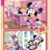 Puzzle 2 x 25 el. Myszka Minnie / Daisy (drewniane)